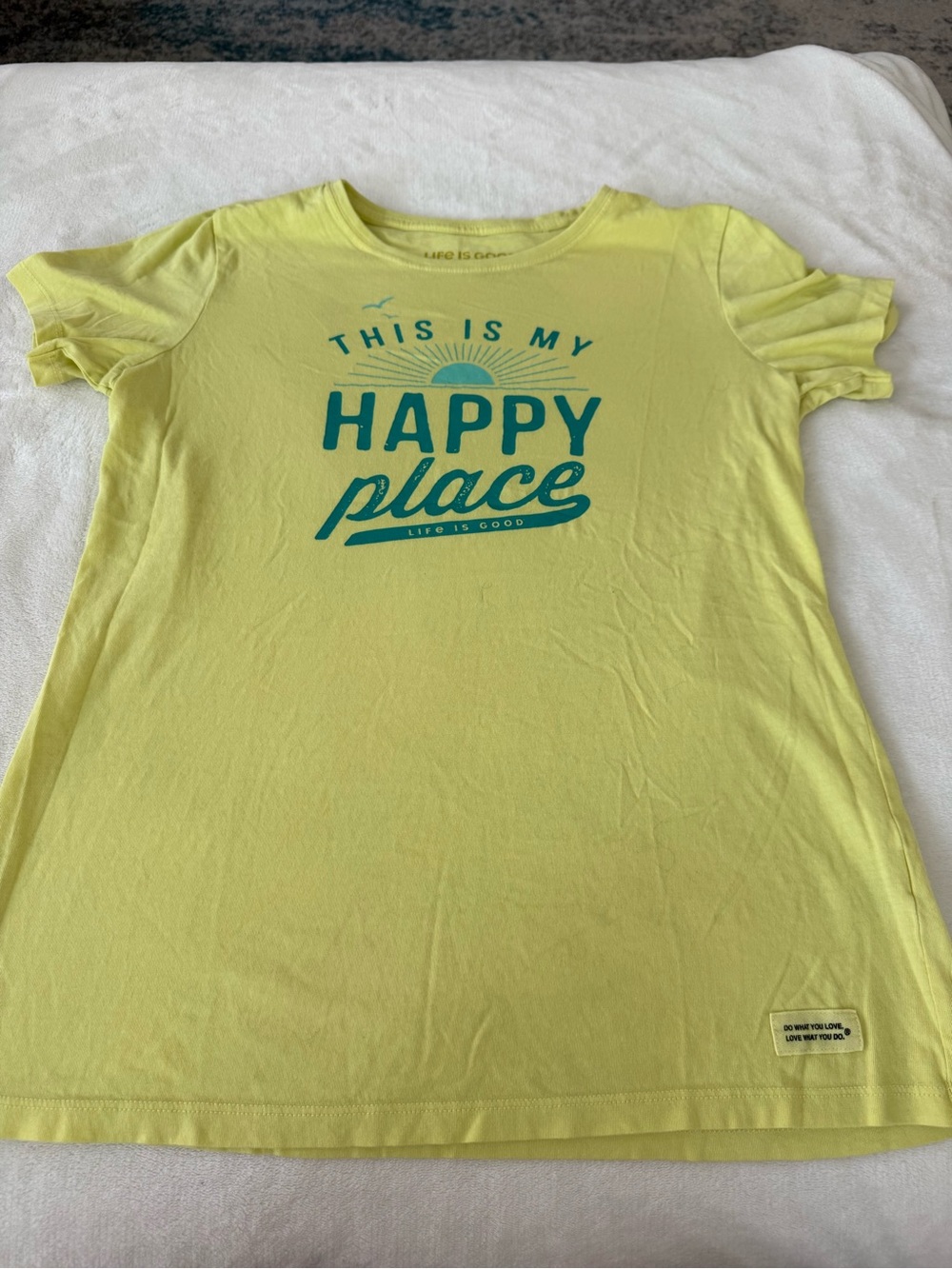 Women's Life is Good Beach Happy PlaceYellow SS LITE Crusher Tee Med E06